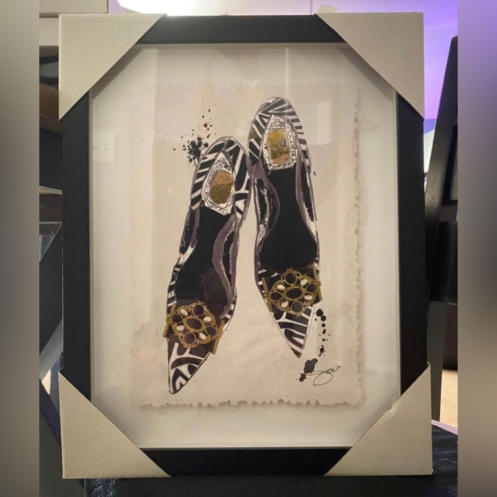 Fashion Framed Wall Art - Zebra Striped Heels